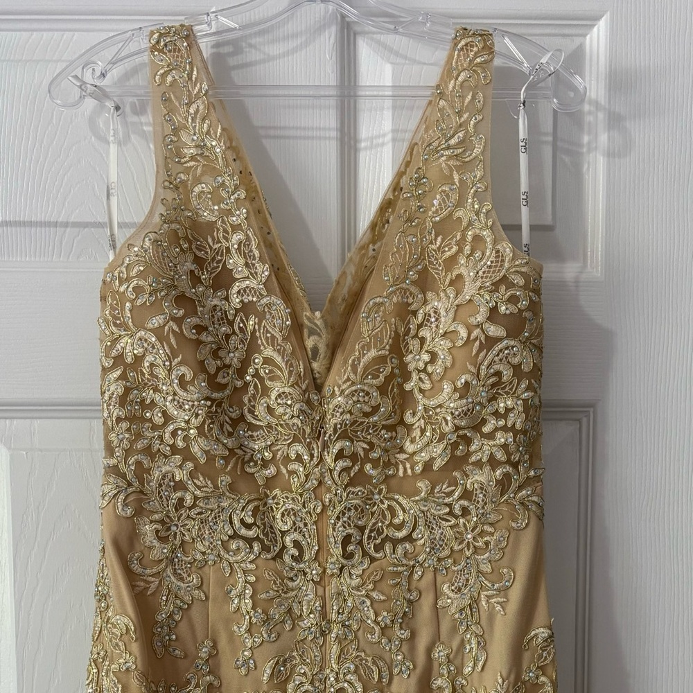GLS Collection by Elizabeth K Embroidered Glitter Mermaid Dress Womens